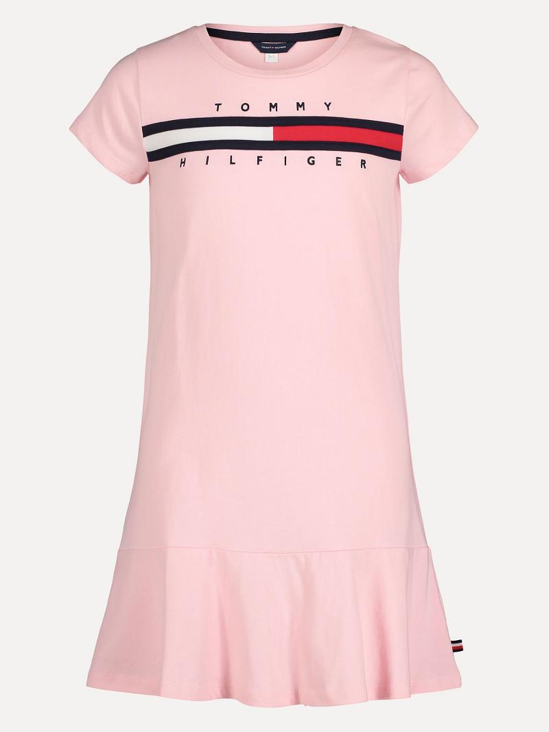 Lány Tommy Hilfiger Little Essential T-Shirt Dresses Rózsaszín | HU 1749XYU